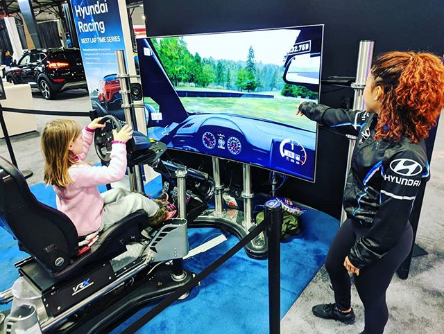 Lots of fun to be had inside the Texas Auto Show today, like this exciting driving simulation in the #Hyundai Exhibit at Centennial Building. #TXautoshow #BigTex