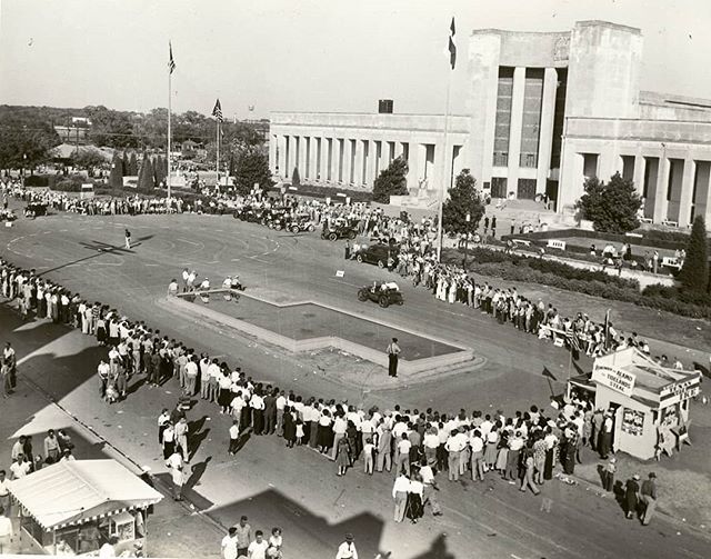 #TBT Circa 1955, when we held classic car races in front of the iconic Hall of State during the Fair. #TexasAutoShow #BigTex