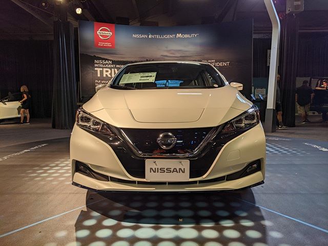 Nissan says you can get up to 215 Miles of Range on their 100% Electric 2019 Nissan Leaf! Will your next new car be Electric or Hybrid? See how it fits in the Centennial Building. #TXAS #TXautoshow